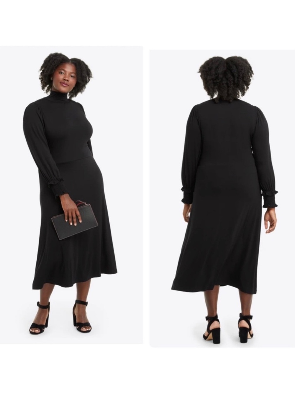 Elegant Black Knit Turtleneck Dress